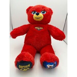 Build-A-Bear Captain Marvel Plush Red Glitter Bear Marvel Avengers 16”